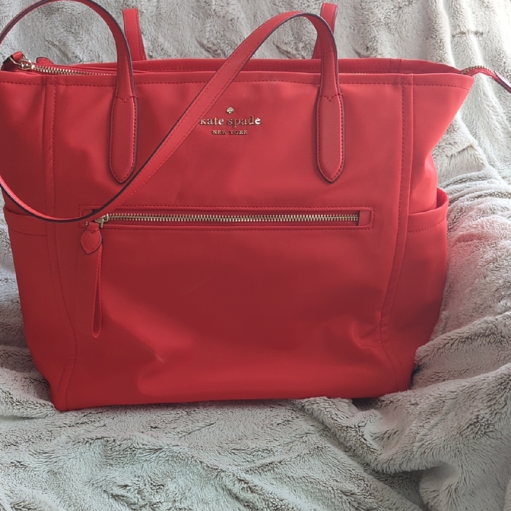 Kate Spade Red Structured Tote with Modern Design